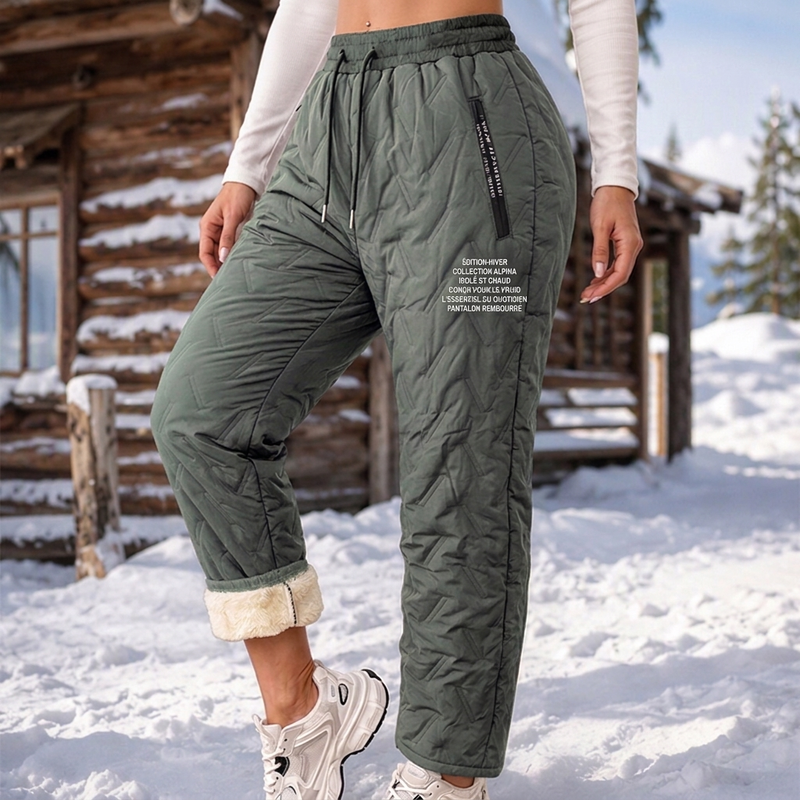 Pantalon d'hiver épais pour femme, doublé de peluche