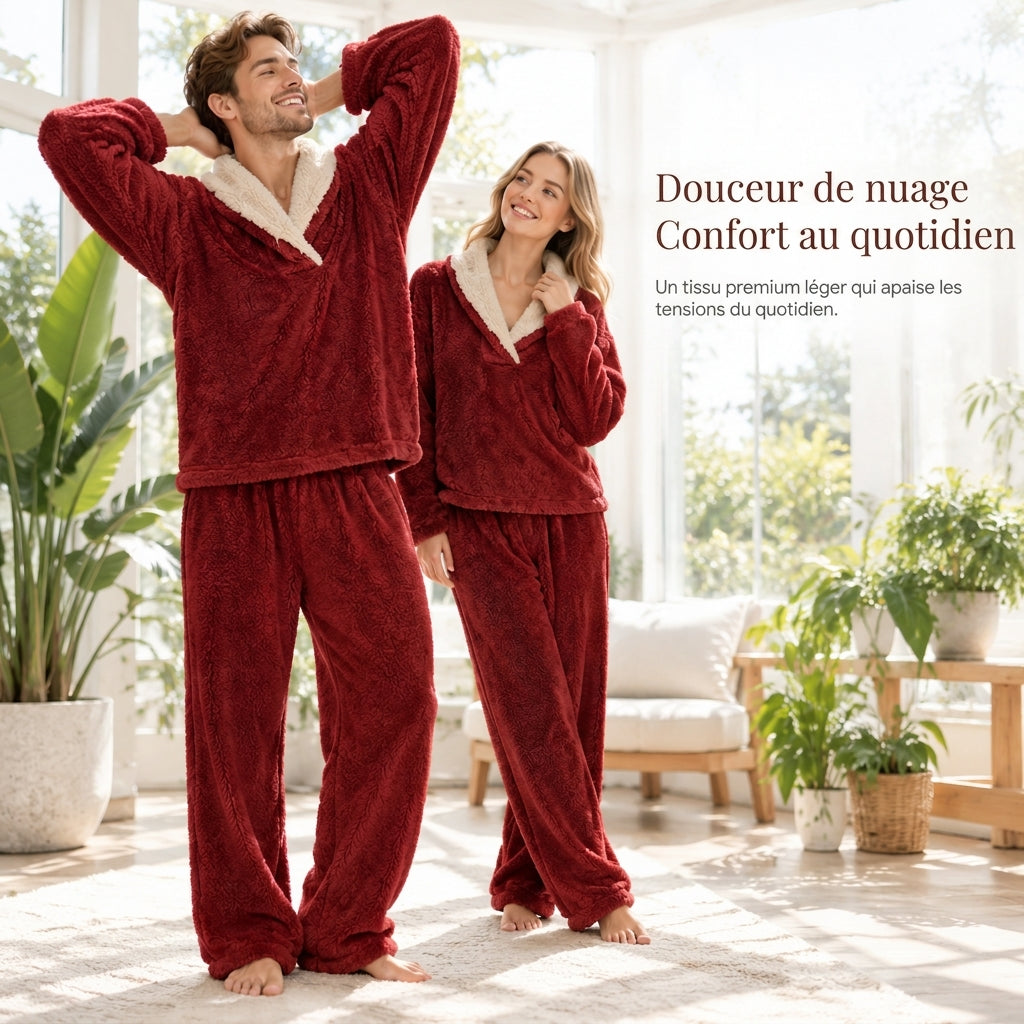 Ensemble pyjama sherpa épais et chaud pour homme et femme