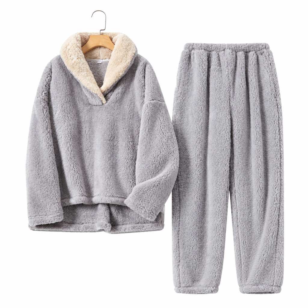 Ensemble pyjama sherpa épais et chaud pour homme et femme