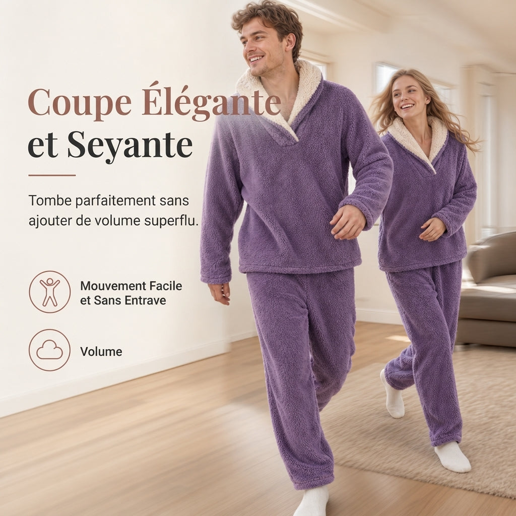 Ensemble pyjama sherpa épais et chaud pour homme et femme