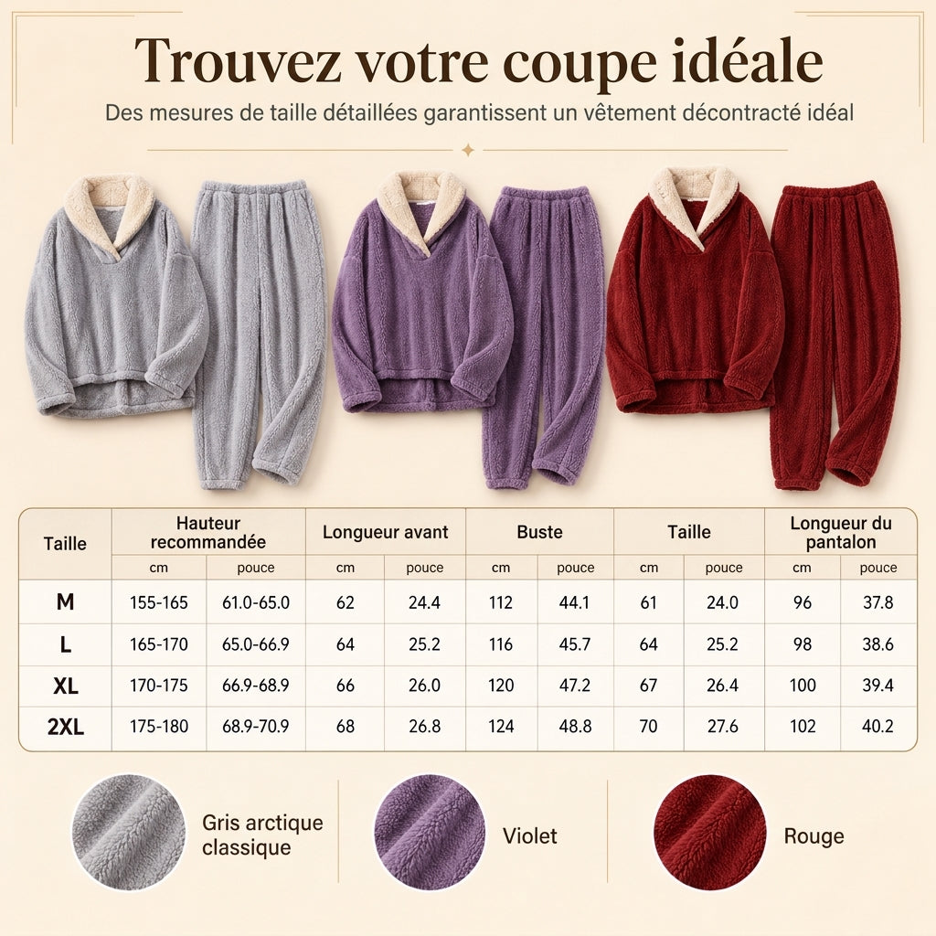 Ensemble pyjama sherpa épais et chaud pour homme et femme