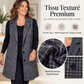 Gilet long à carreaux pour femme avec col à revers