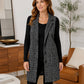 Gilet long à carreaux pour femme avec col à revers