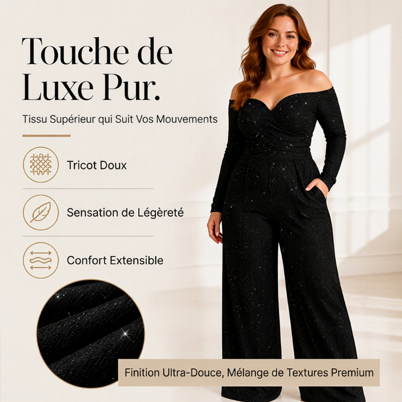 Combinaison élégant à paillettes et épaules dénudées pour femmes