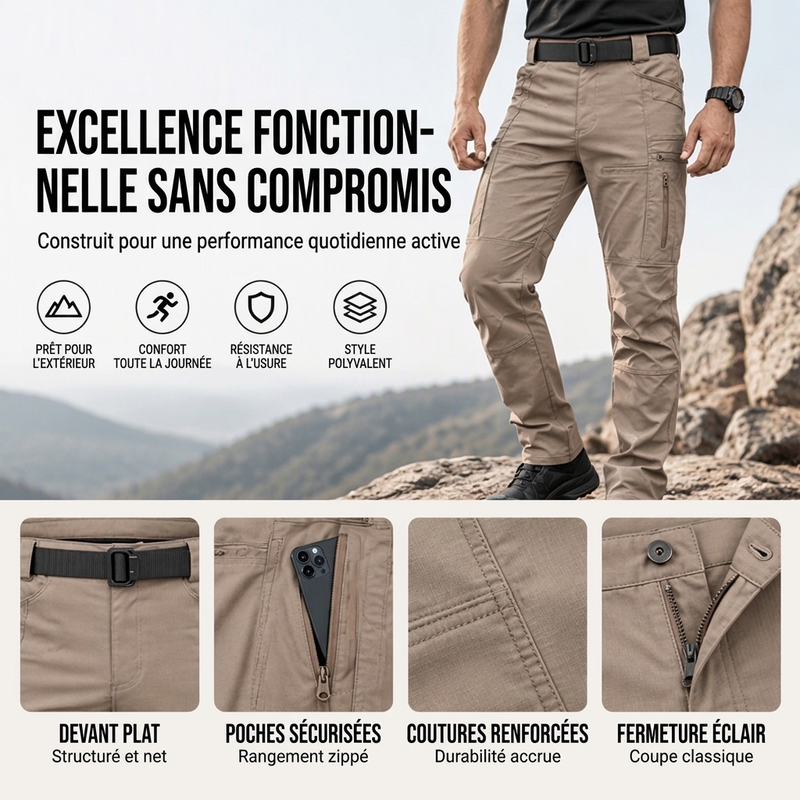 Pantalon cargo tactique slim extérieur pour homme