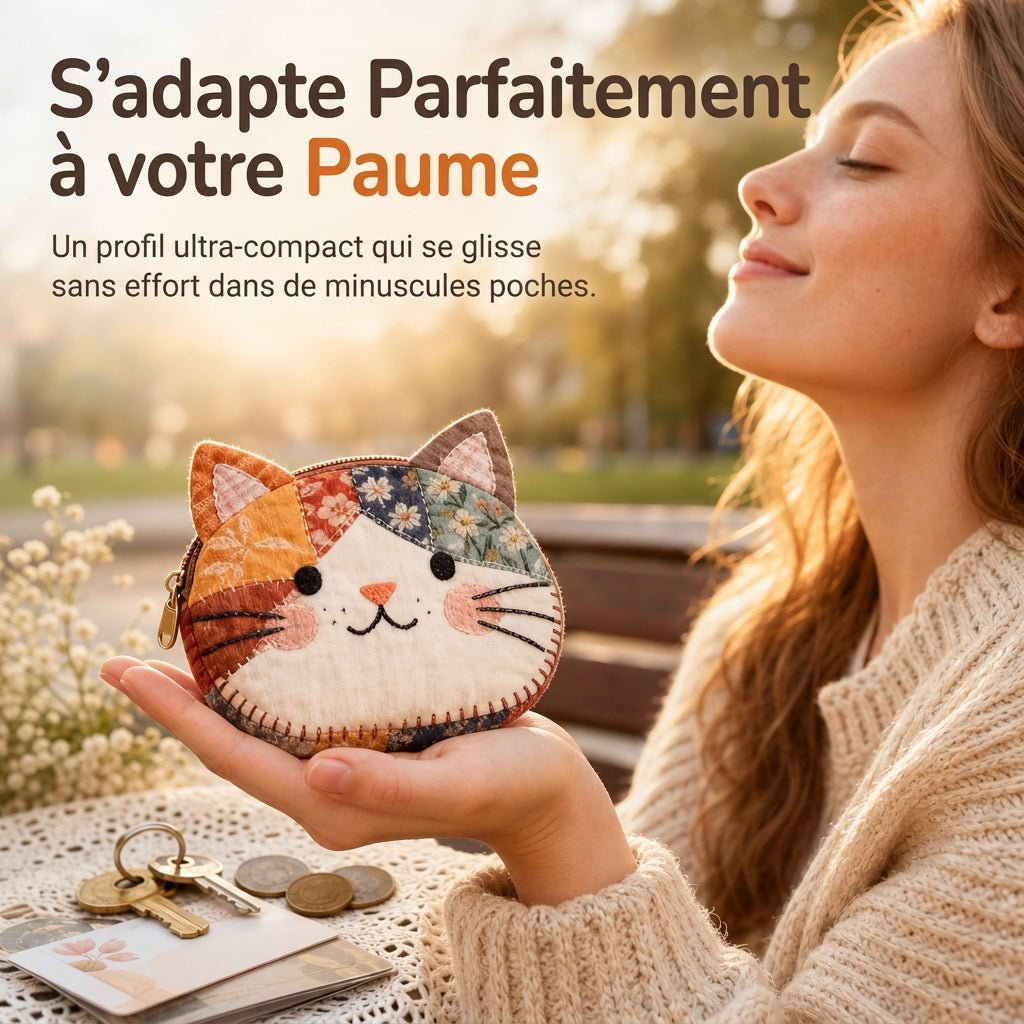 Mignon petit portemonnaie pour chats Patchwork et porte-cartes portable, petit sac créatif pour filles