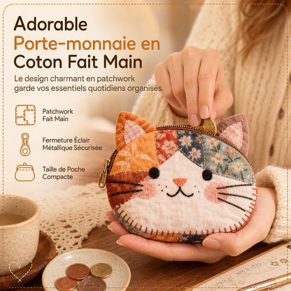 Mignon petit portemonnaie pour chats Patchwork et porte-cartes portable, petit sac créatif pour filles
