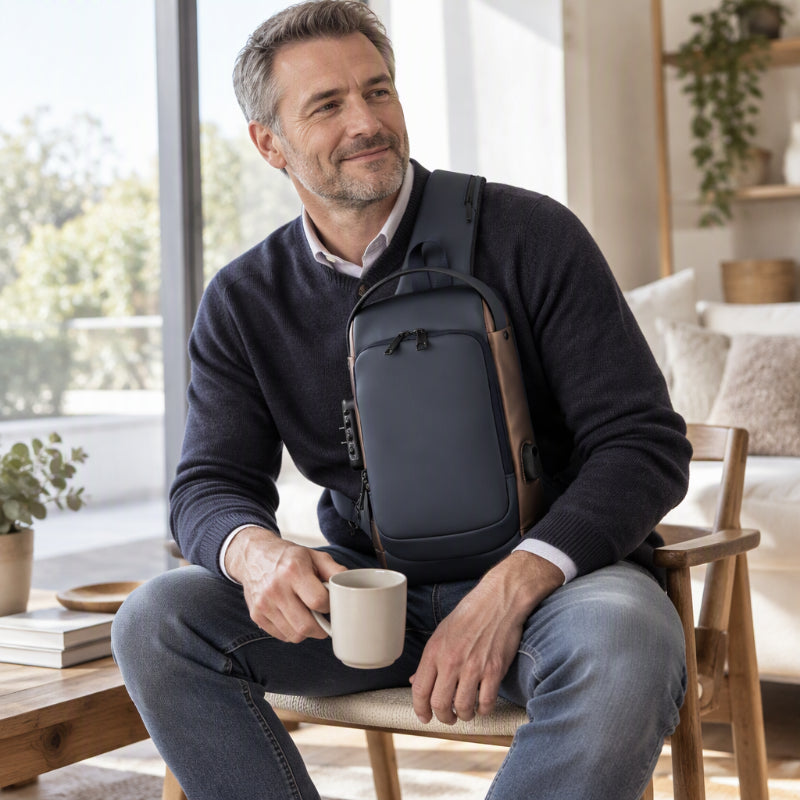 Sac bandoulière anti-vol avec port de charge USB pour hommes
