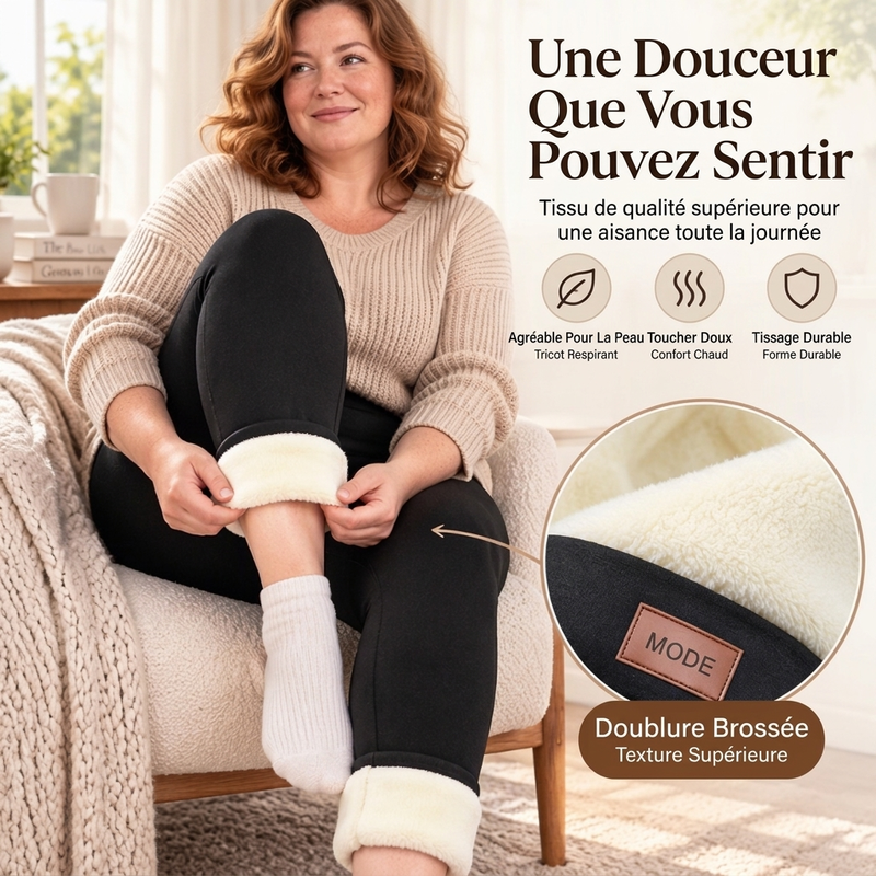 Legging Thermique Femme Taille Haute Doublure Peluche