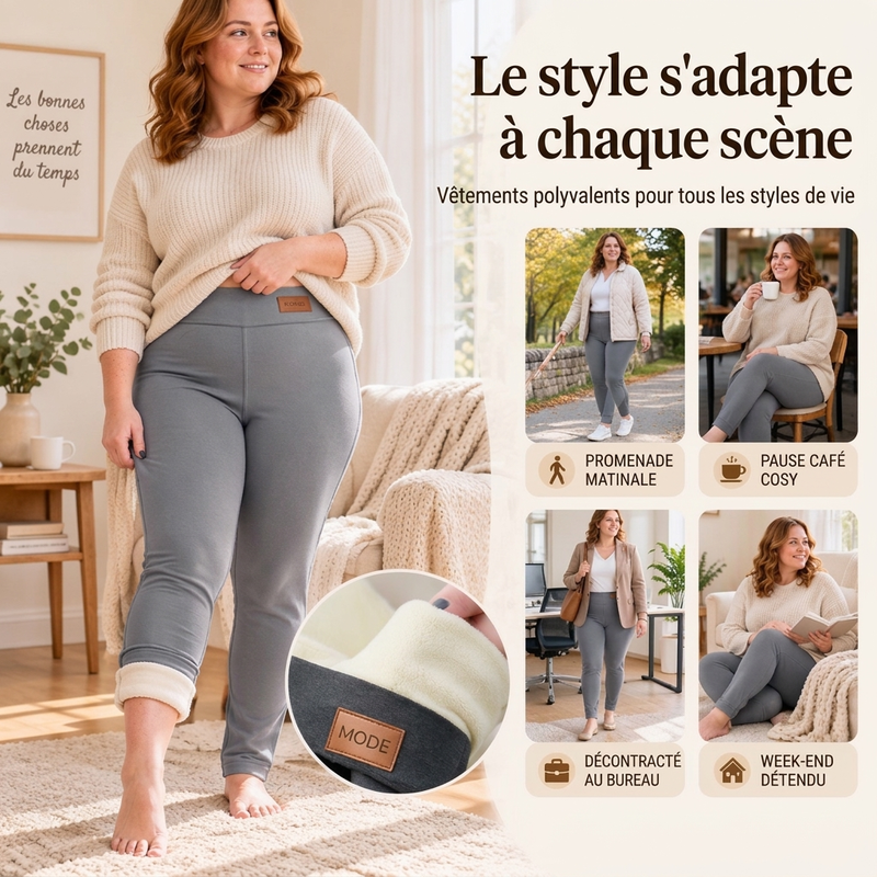 Legging Thermique Femme Taille Haute Doublure Peluche