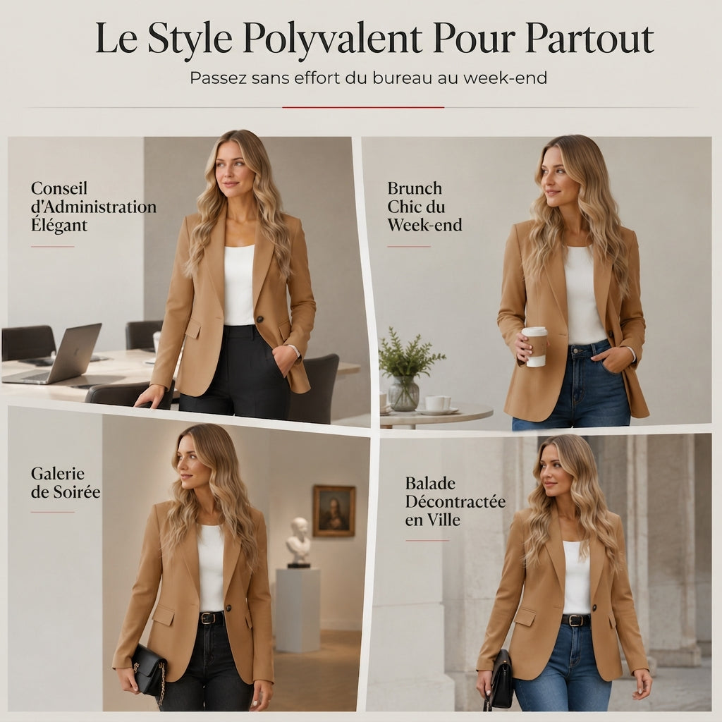 Blazer casual à col ouvert pour femme