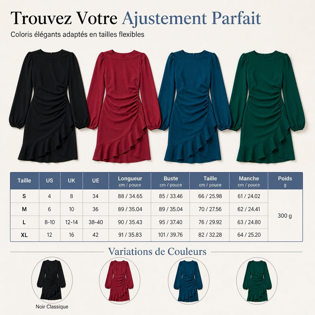 Roche bodycon à manches bouffantes unies pour femmes