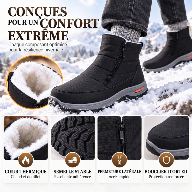 Bottes de neige d'hiver pour hommes, doublure en peluche, imperméables