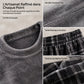 Ensemble Pyjama en Maille Douce et Moelleuse pour Homme, Haut Col Rond Uni et Pantalon à Carreaux