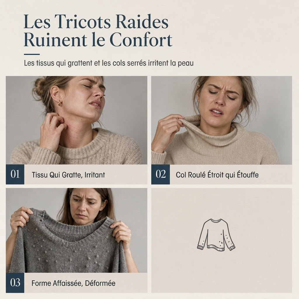 Pull en maille col rabattu coupe ample pour femme, tricot décontracté et souple, manches longues, couleur unie