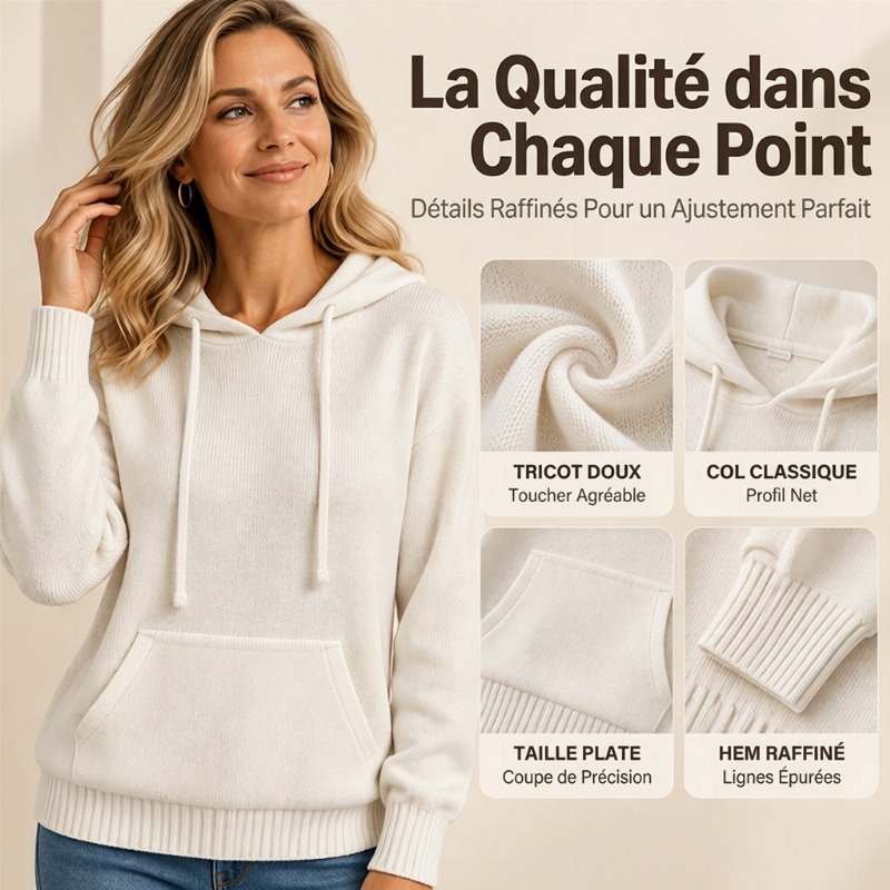 Pull en tricot à capuche décontracté pour femme