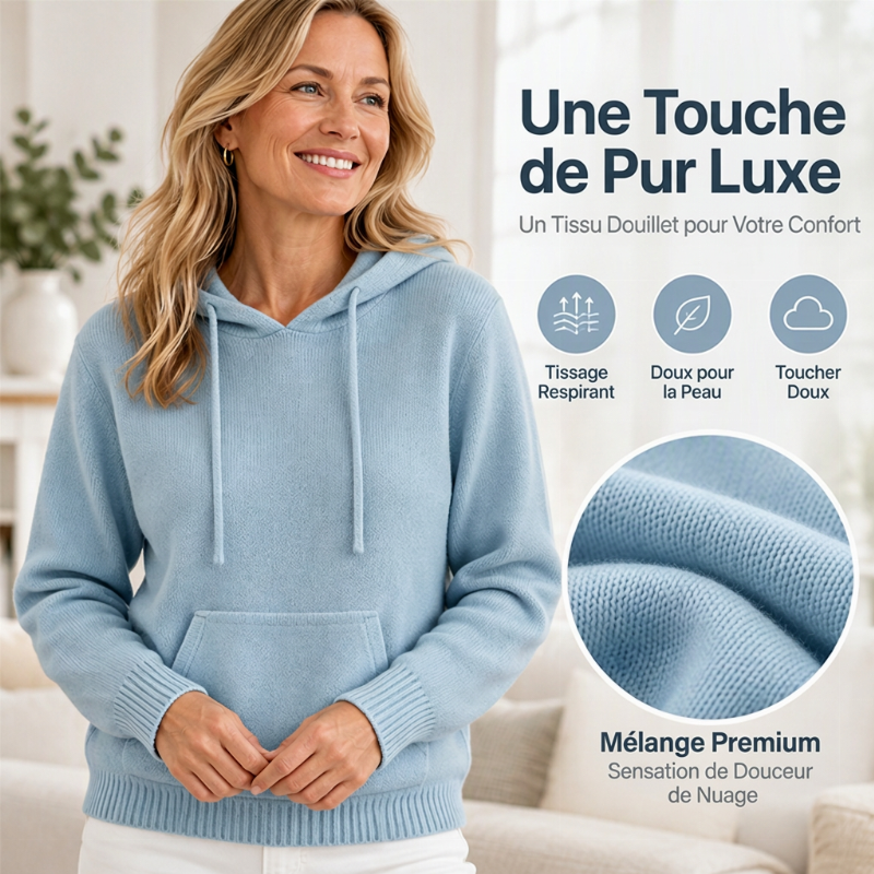 Pull en tricot à capuche décontracté pour femme