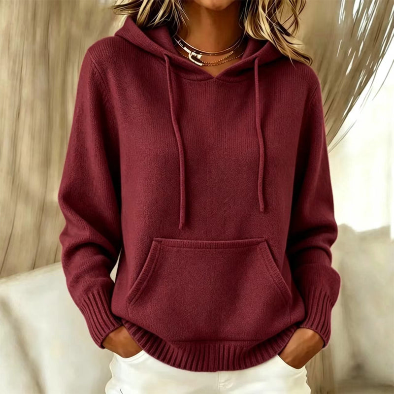 Pull en tricot à capuche décontracté pour femme