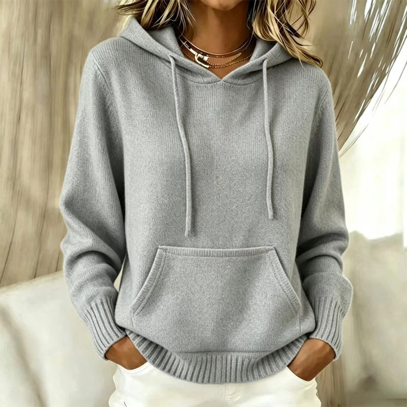 Pull en tricot à capuche décontracté pour femme