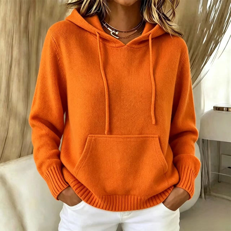 Pull en tricot à capuche décontracté pour femme