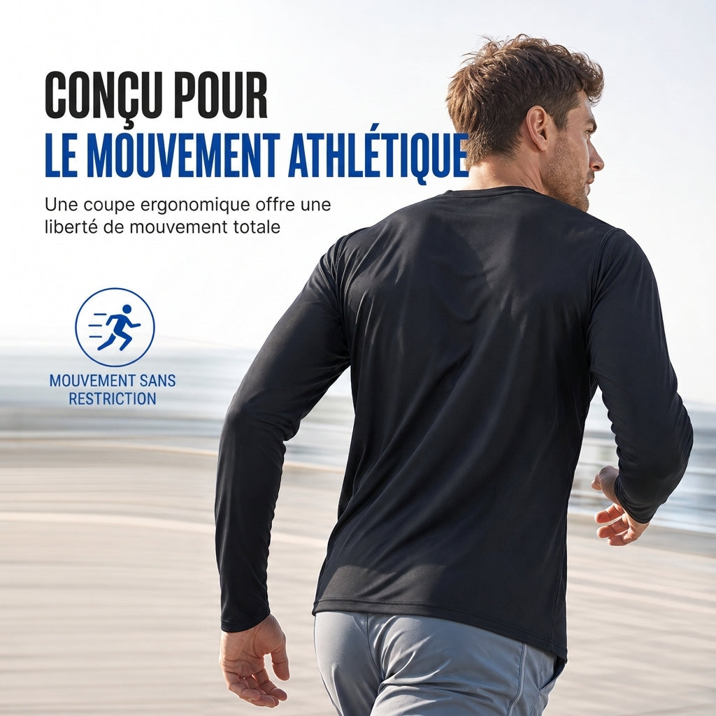 Chemise Homme à Manches Longues Col Rond à Séchage Rapide