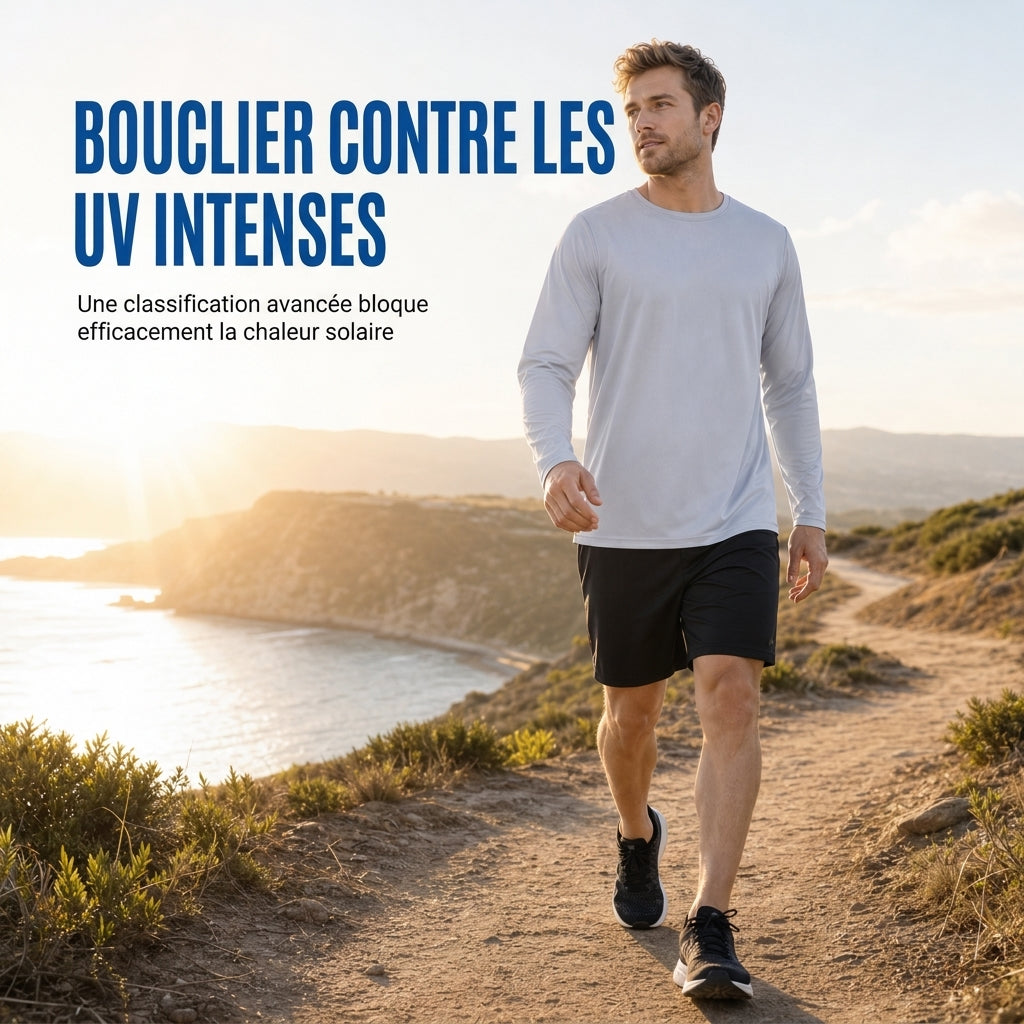 Chemise Homme à Manches Longues Col Rond à Séchage Rapide