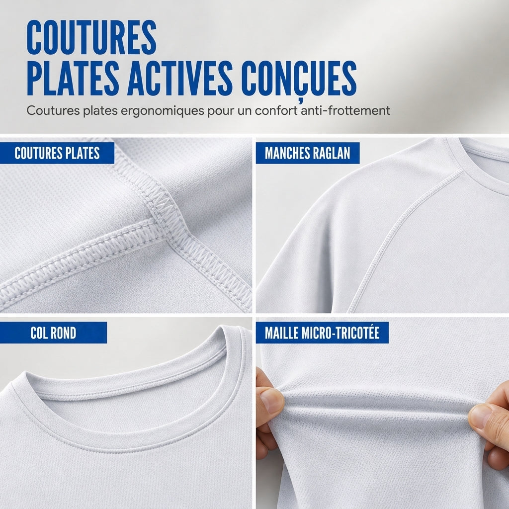 Chemise Homme à Manches Longues Col Rond à Séchage Rapide
