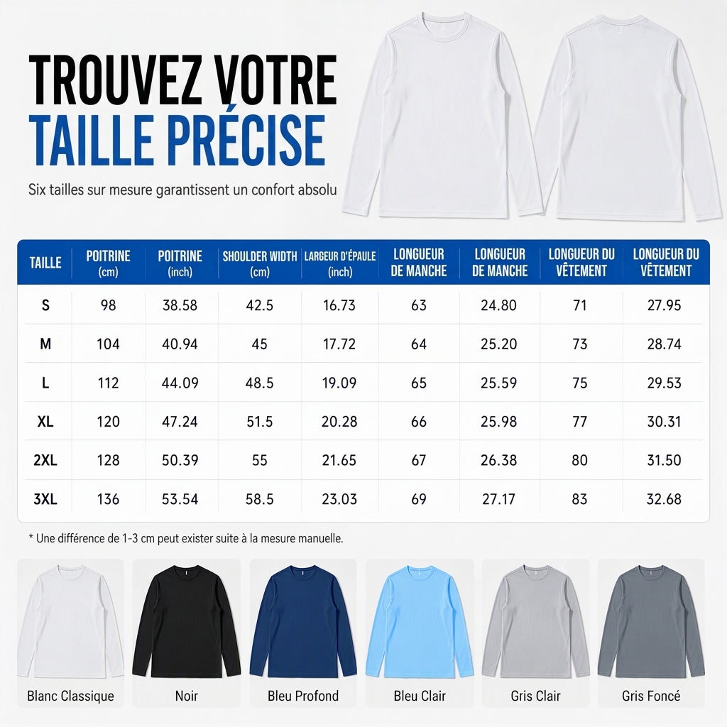 Chemise Homme à Manches Longues Col Rond à Séchage Rapide