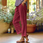 ⏳Offre à durée limitée⏰Pantalon décontracté ample en coton et lin, à taille élastiquée et poches