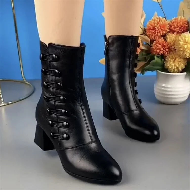 Bottines pour femmes avec boucle latérale chaude en cuir💖 livraison gratuite