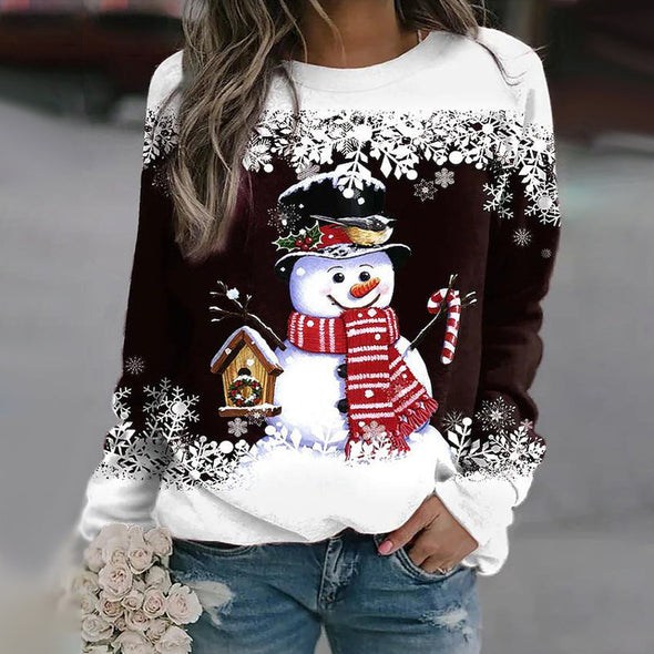 💥Vente à durée limitée pour la veille de Noël💥Sweat-shirt de Noël multicolore à imprimé bonhomme de neige