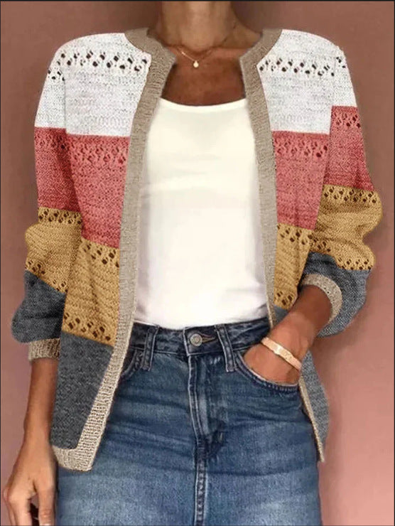 Cardigan décontracté cache-cœur en jacquard🔥Achetez-en 2  livraison gratuite