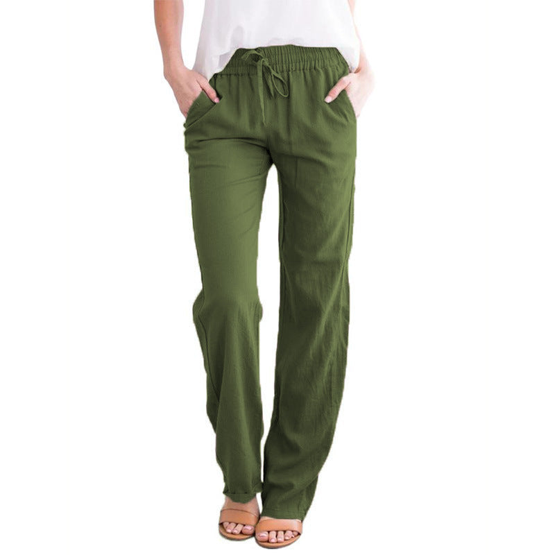 Pantalon ample et confortable en lin et coton pour femmes