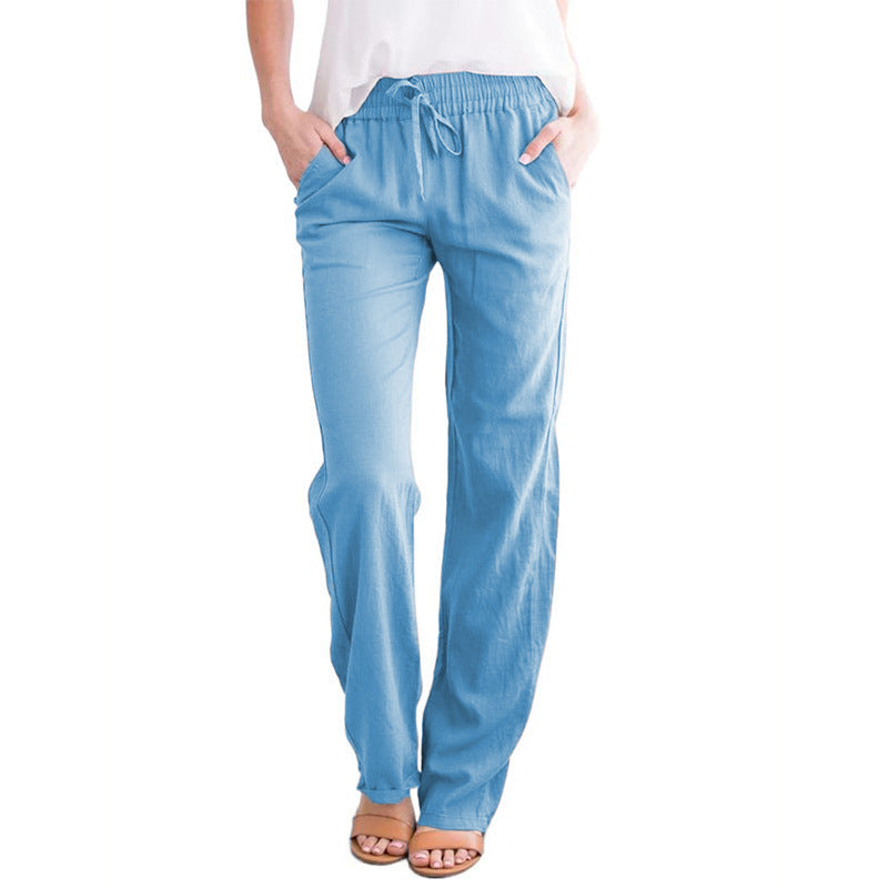 Pantalon ample et confortable en lin et coton pour femmes