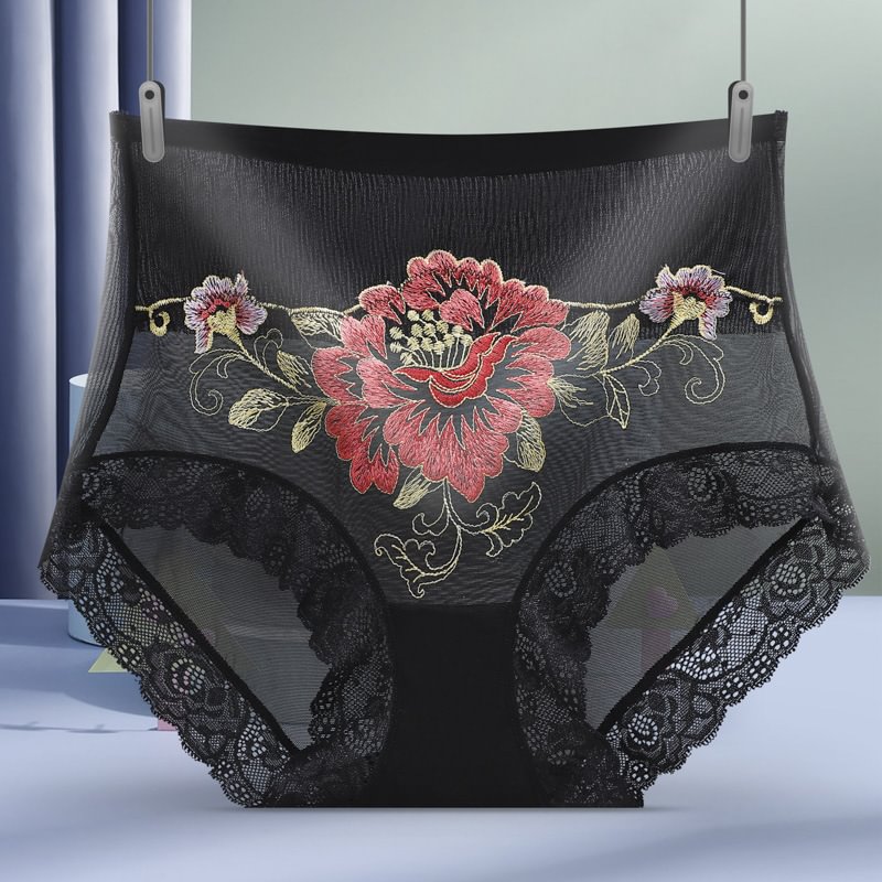 Culotte taille haute en dentelle brodée de qualité supérieure