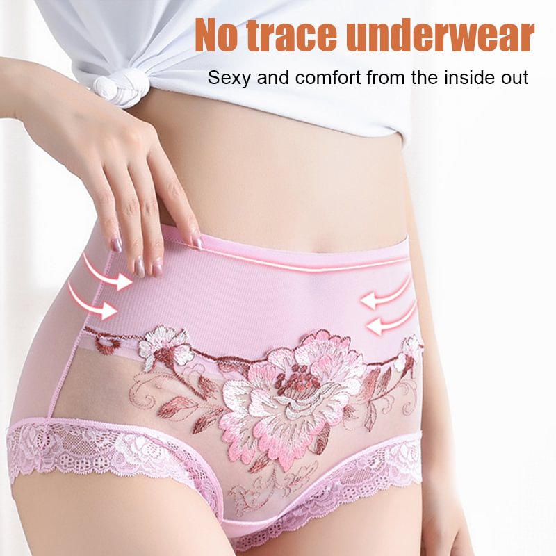 Culotte taille haute en dentelle brodée de qualité supérieure