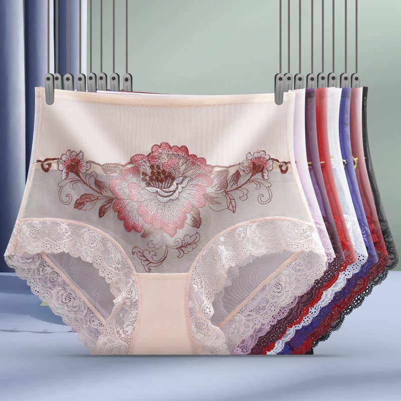 Culotte taille haute en dentelle brodée de qualité supérieure