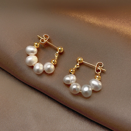 👩❤️👧boucles d'oreilles perles élégantes