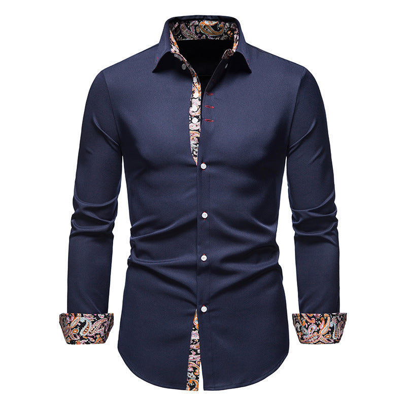 Chemise à manches longues boutonnée à imprimé floral coupe slim pour hommes