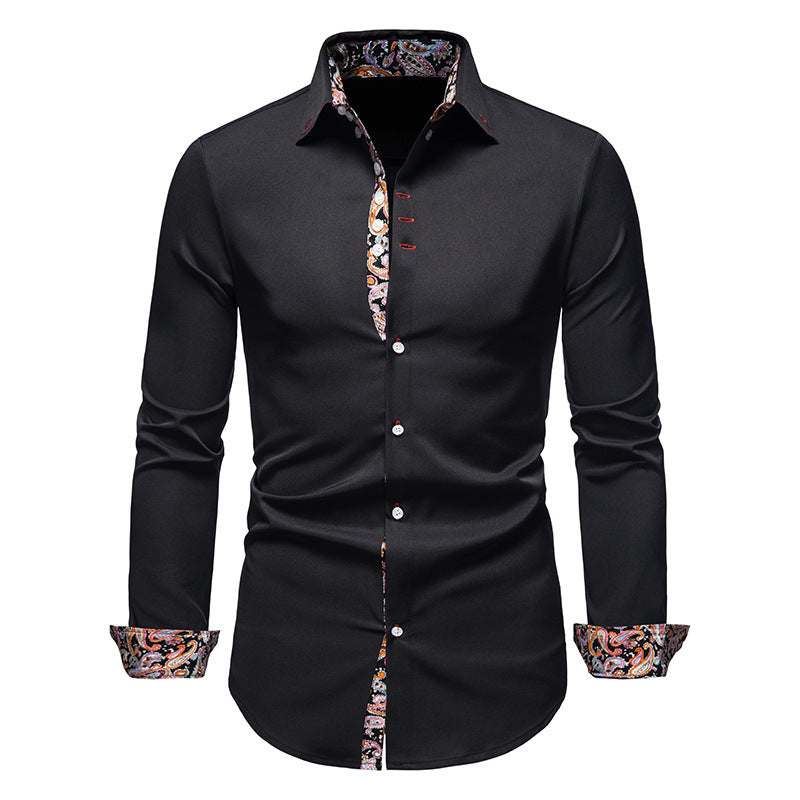 Chemise à manches longues boutonnée à imprimé floral coupe slim pour hommes