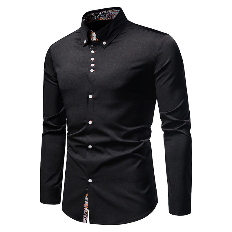 Chemise à manches longues boutonnée à imprimé floral coupe slim pour hommes