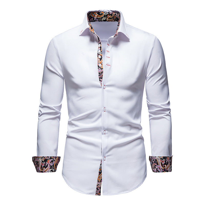 Chemise à manches longues boutonnée à imprimé floral coupe slim pour hommes