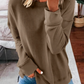 T-shirt ample à manches longues de couleur unie pour femmes d'automne et d'hiver