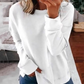 T-shirt ample à manches longues de couleur unie pour femmes d'automne et d'hiver
