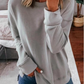 T-shirt ample à manches longues de couleur unie pour femmes d'automne et d'hiver