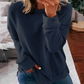 T-shirt ample à manches longues de couleur unie pour femmes d'automne et d'hiver