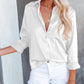 Chemises boutonnées pour femmes Col en V en satin-acheter 2 livraison gratuite