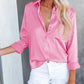 Chemises boutonnées pour femmes Col en V en satin-acheter 2 livraison gratuite