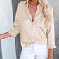 Chemises boutonnées pour femmes Col en V en satin-acheter 2 livraison gratuite
