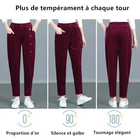 Pantalon chaud en velours côtelé taille haute pour femme - Achetez-en 2 Livraison gratuite